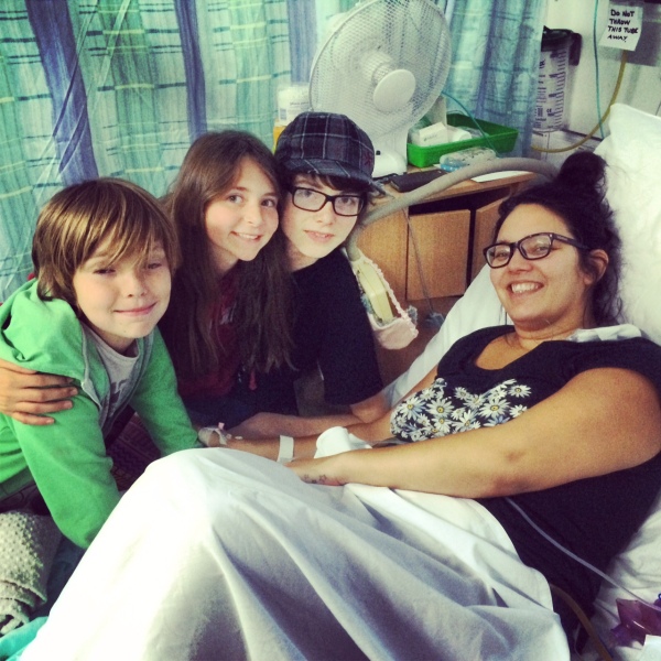 kids visiting sick mums in hospital
